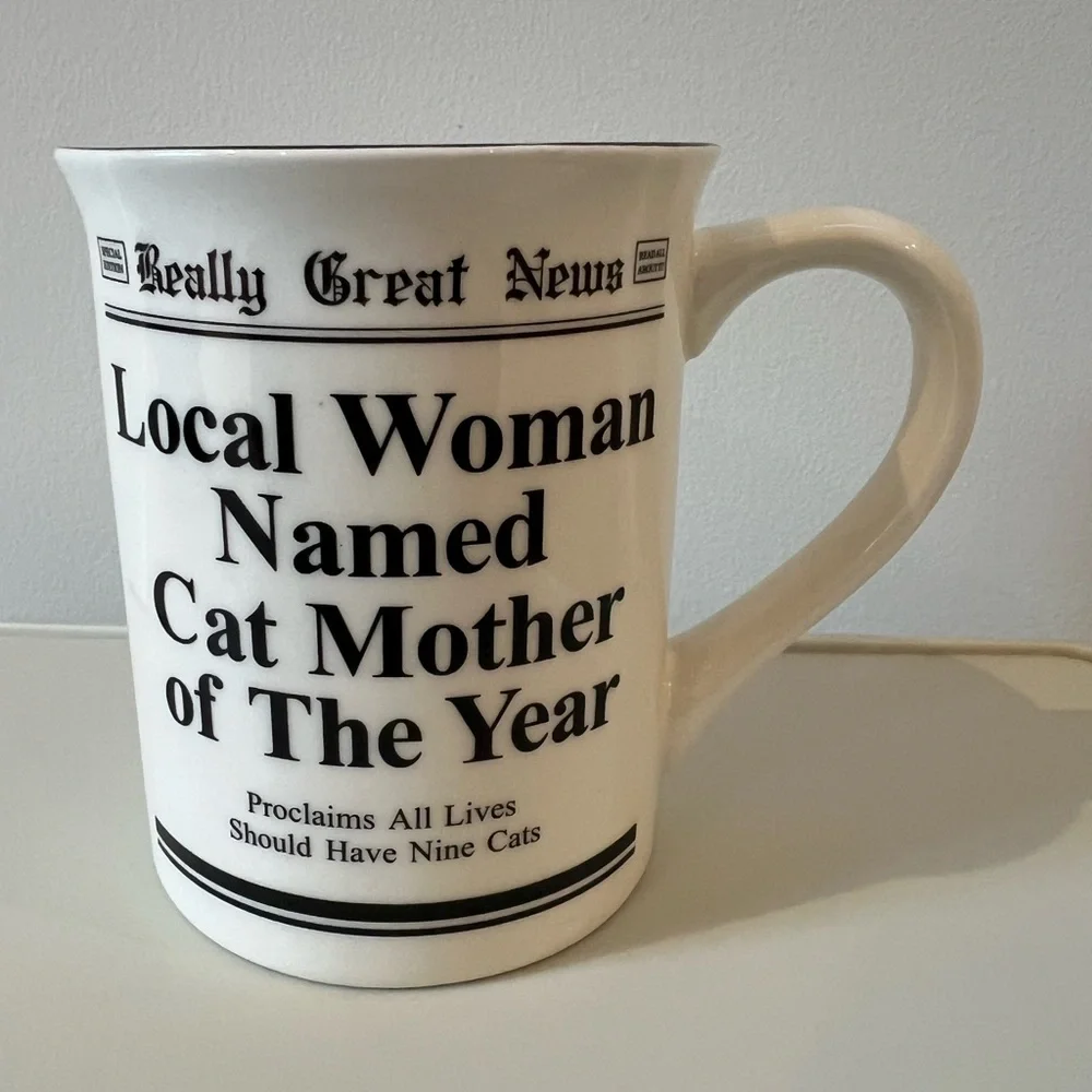 Coffee Mug Cat Mother of The Year Lorrie Veasey Really Great News 16oz Ceramic